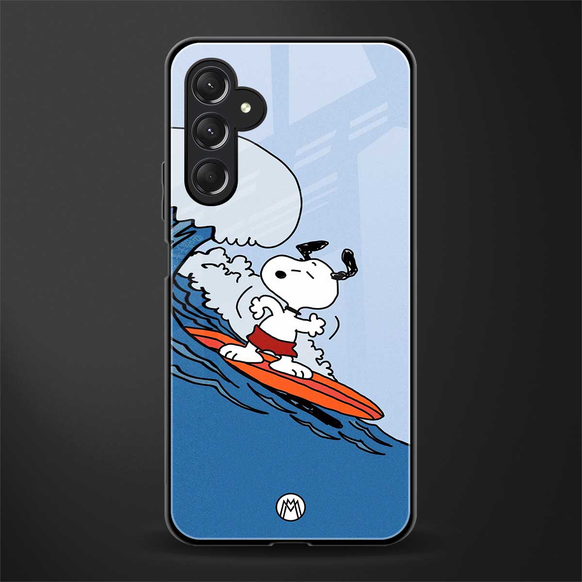 snoopy surfing back phone cover | glass case for samsun galaxy a24 4g