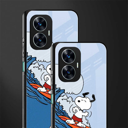 snoopy surfing back phone cover | glass case for realme c55