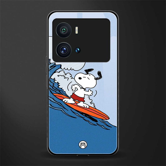 snoopy surfing back phone cover | glass case for iQOO 9 Pro