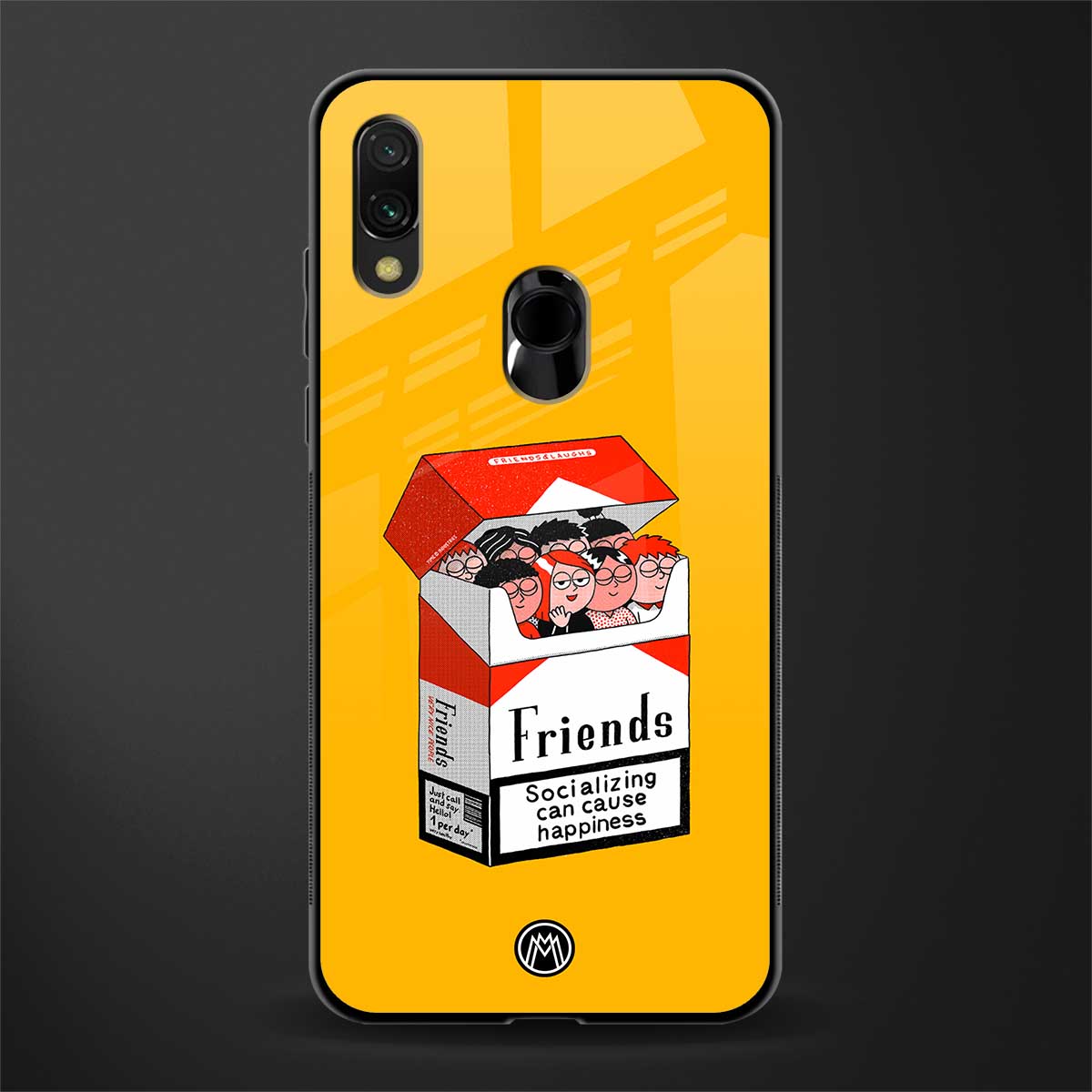 socializing can cause happiness glass case for redmi note 7 pro image