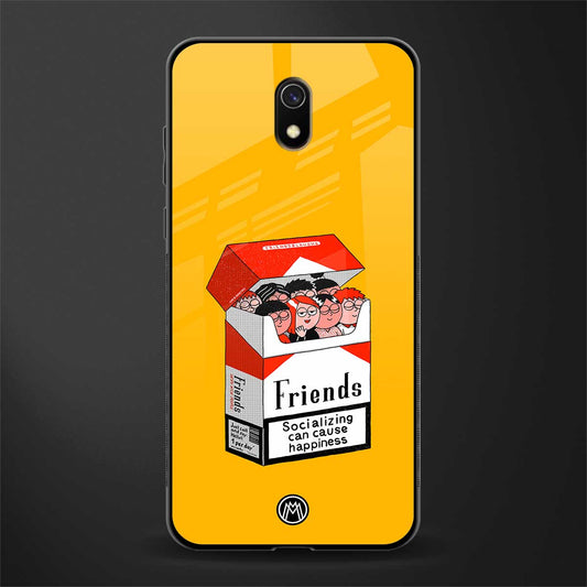 socializing can cause happiness glass case for redmi 8a image