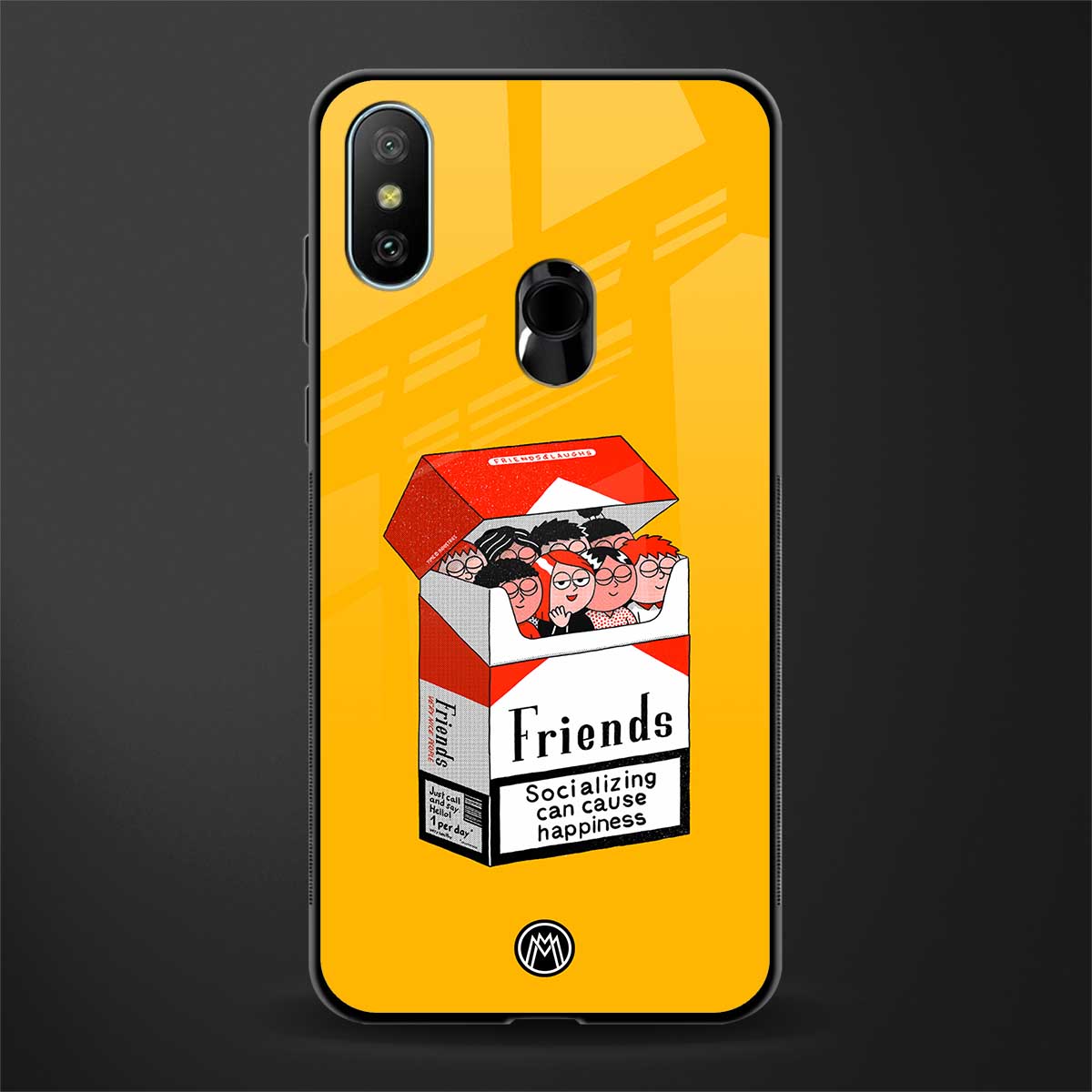 socializing can cause happiness glass case for redmi 6 pro image