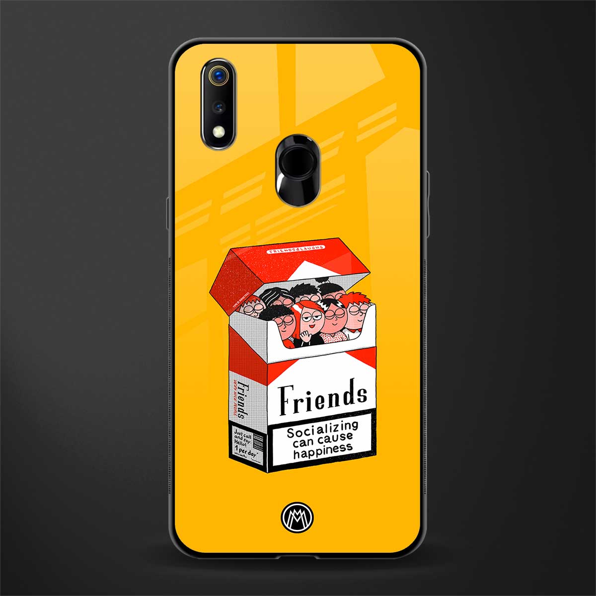 socializing can cause happiness glass case for realme 3 pro image