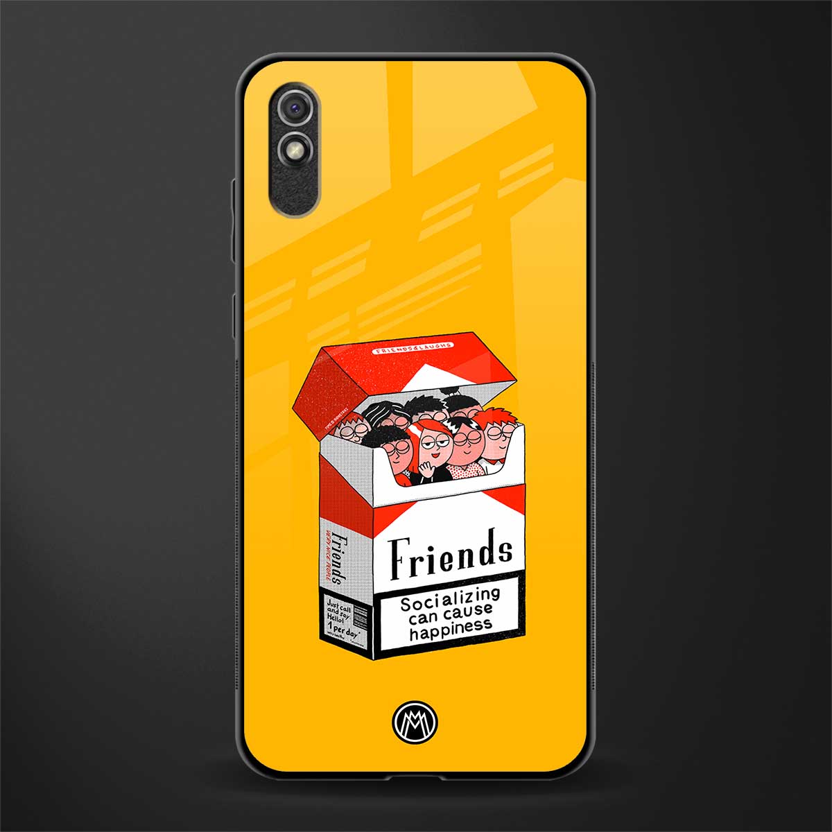socializing can cause happiness glass case for redmi 9i image