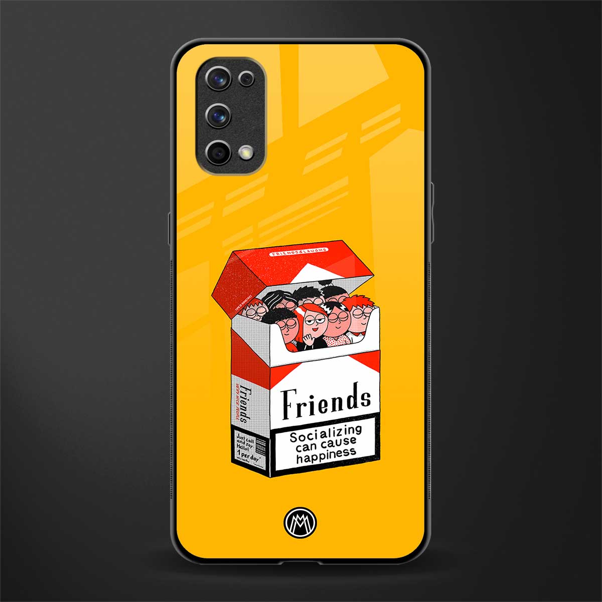 socializing can cause happiness glass case for realme 7 pro image