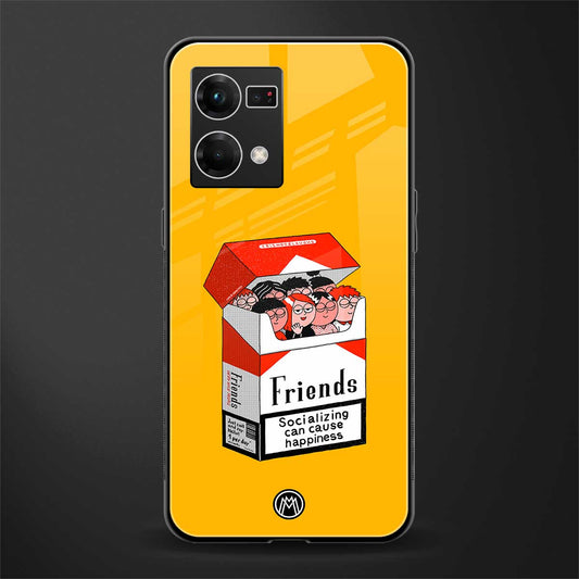 socializing can cause happiness back phone cover | glass case for oppo f21 pro 4g