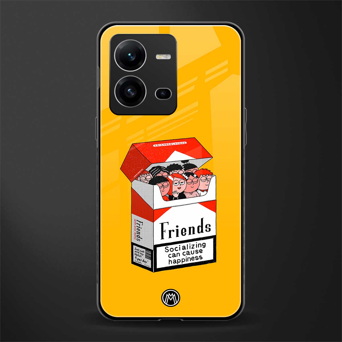 socializing can cause happiness back phone cover | glass case for vivo v25-5g