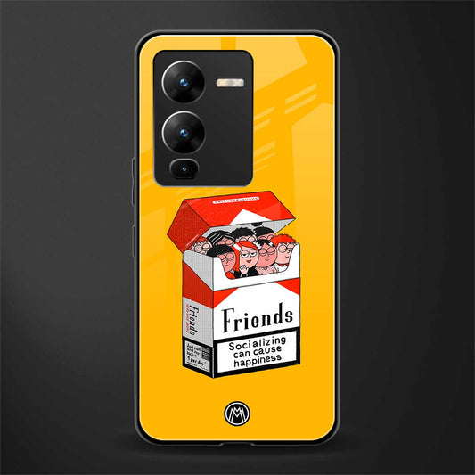 socializing can cause happiness back phone cover | glass case for vivo v25 pro 5g