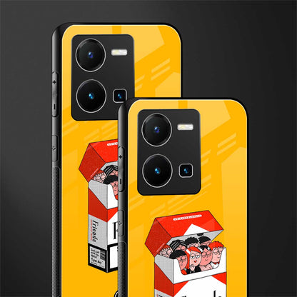 socializing can cause happiness back phone cover | glass case for vivo y35 4g