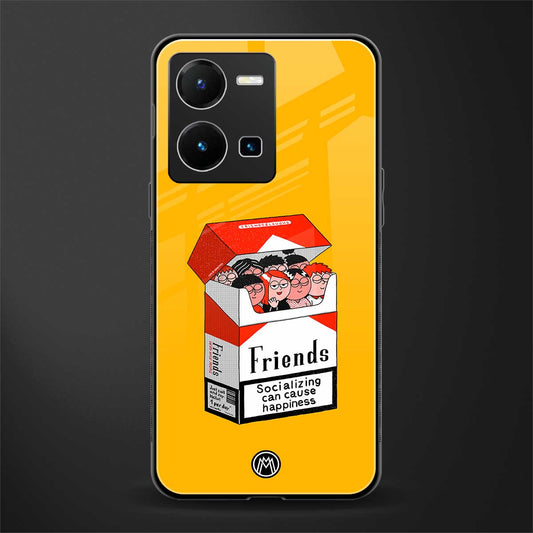 socializing can cause happiness back phone cover | glass case for vivo y35 4g