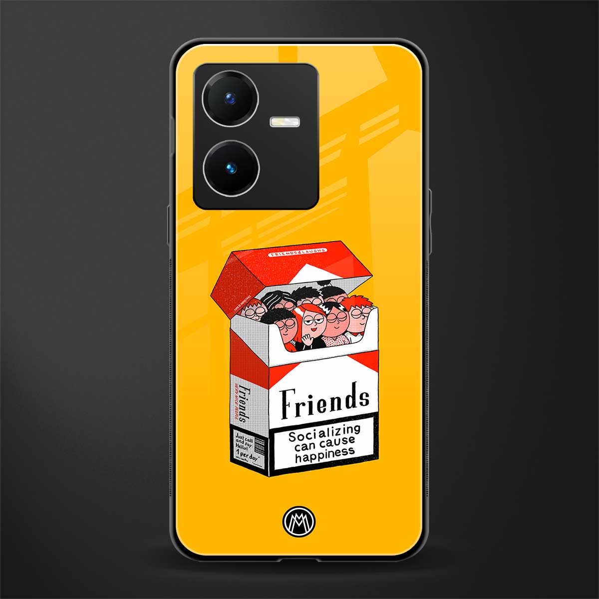 socializing can cause happiness back phone cover | glass case for vivo y22