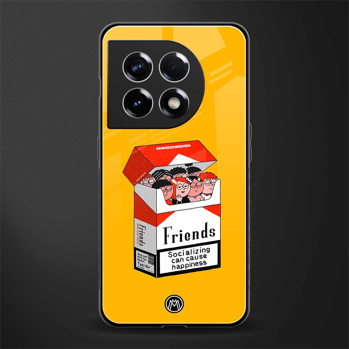 socializing can cause happiness back phone cover | glass case for oneplus 11