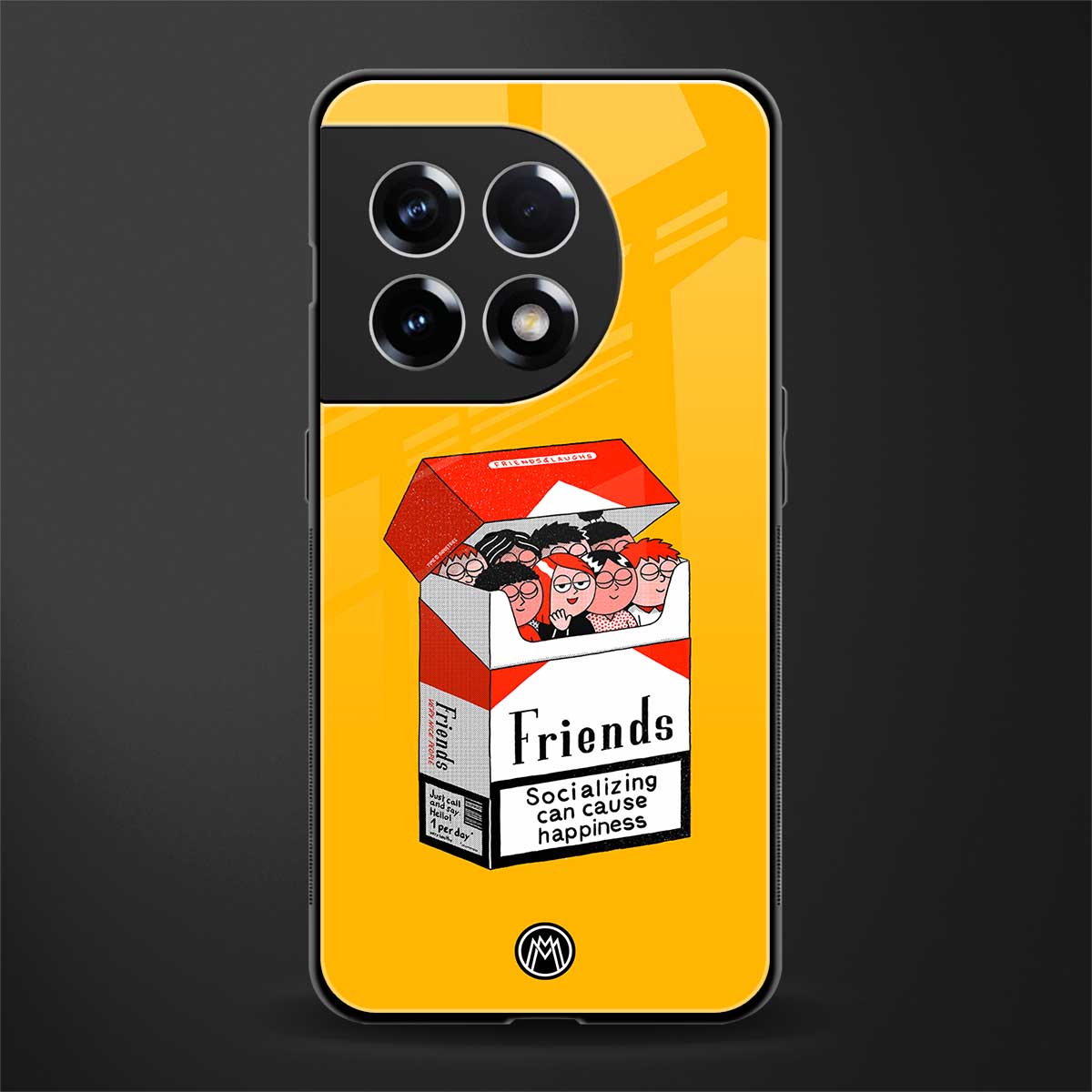 socializing can cause happiness back phone cover | glass case for oneplus 11r