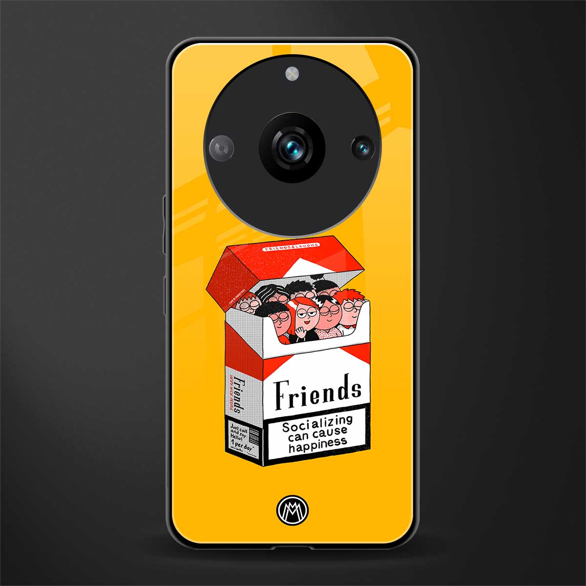 socializing can cause happiness back phone cover | glass case for realme 11 pro 5g