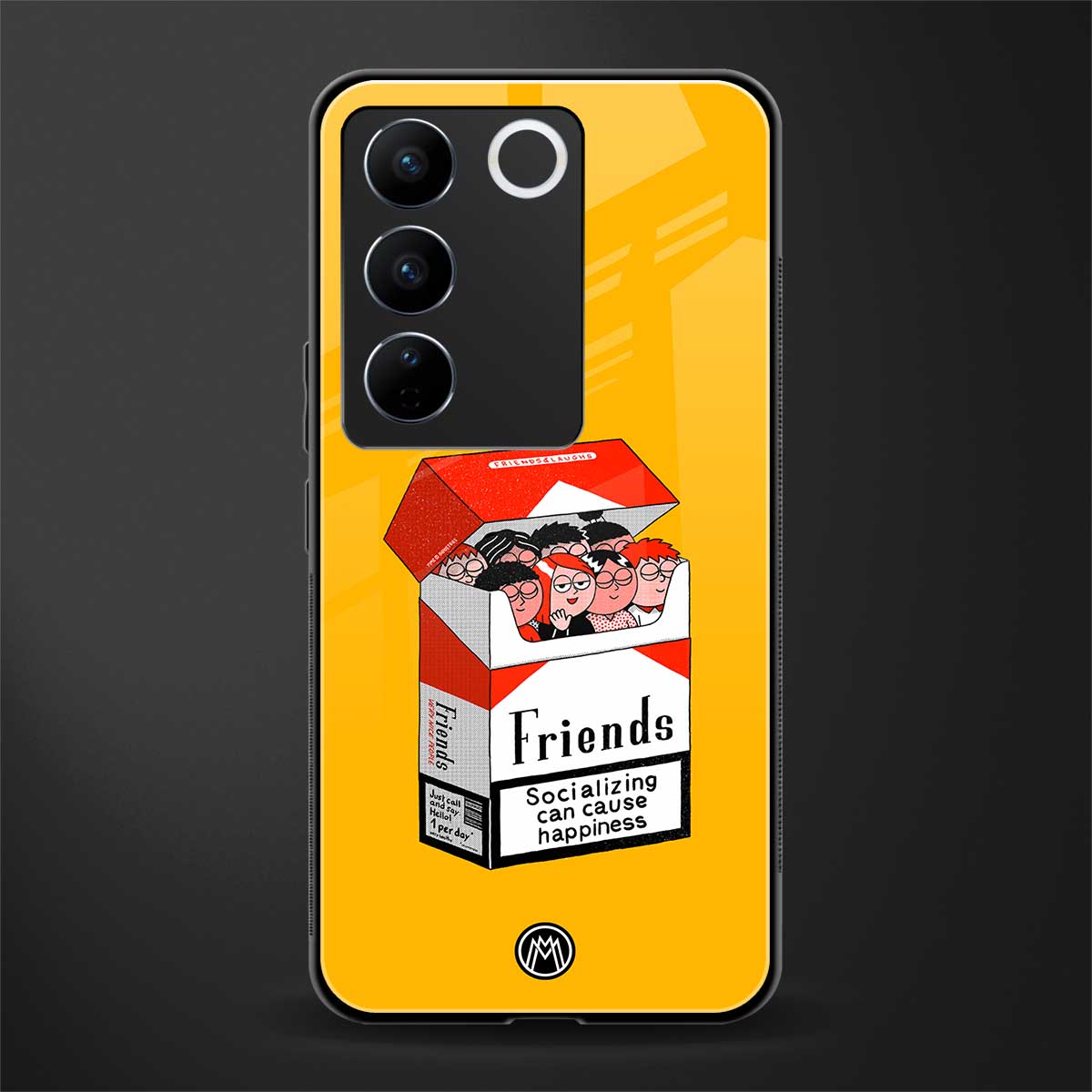 socializing can cause happiness back phone cover | glass case for vivo v27 pro 5g