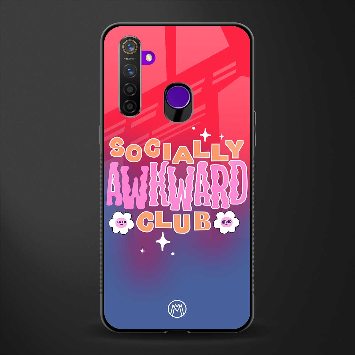 socially awkward club glass case for realme 5 image