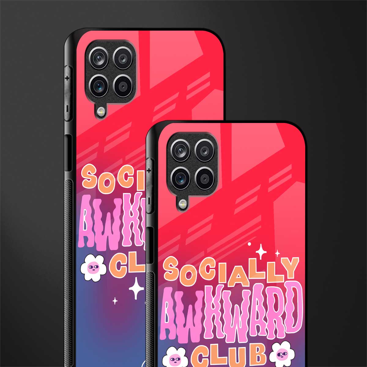 socially awkward club back phone cover | glass case for samsung galaxy a22 4g