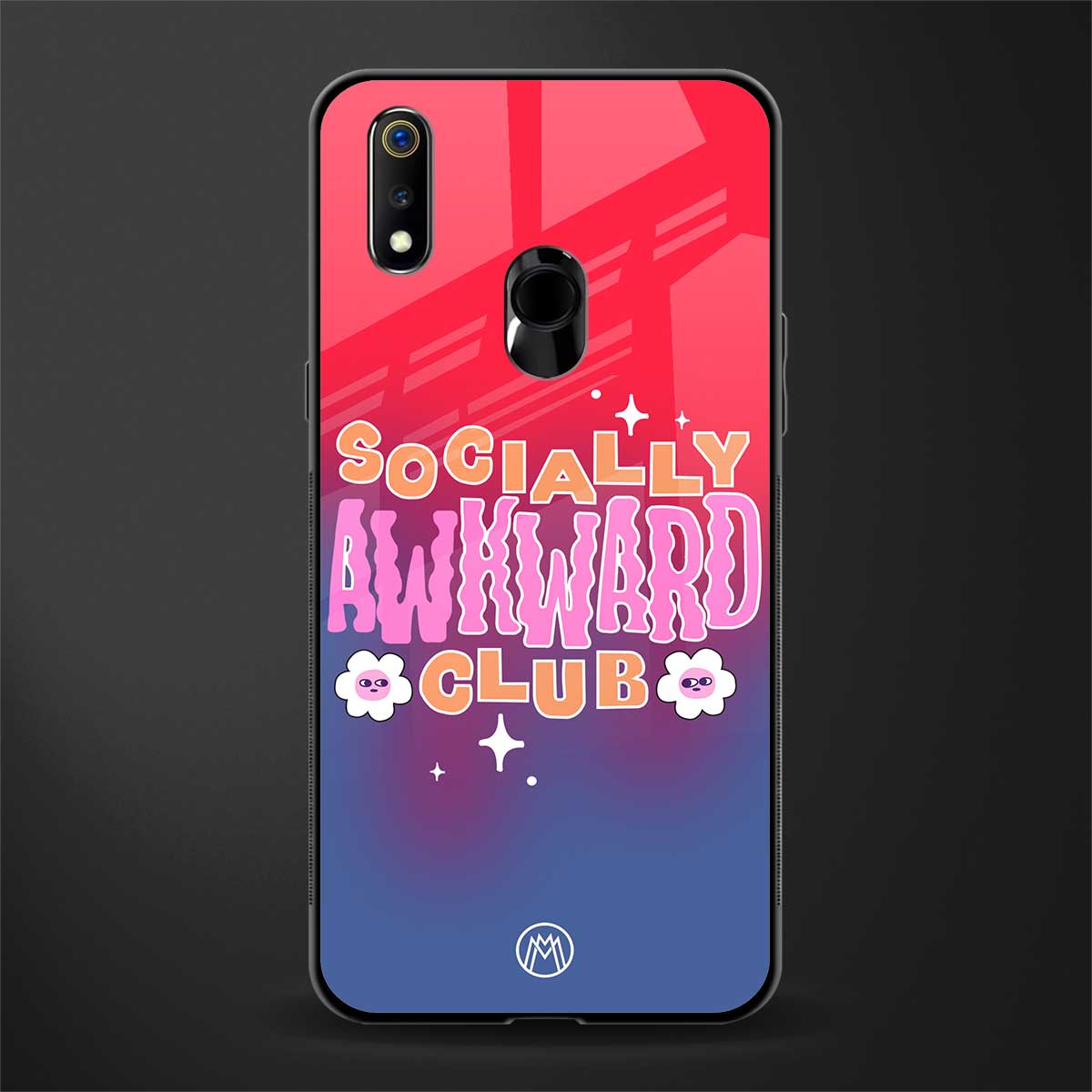 socially awkward club glass case for realme 3 pro image