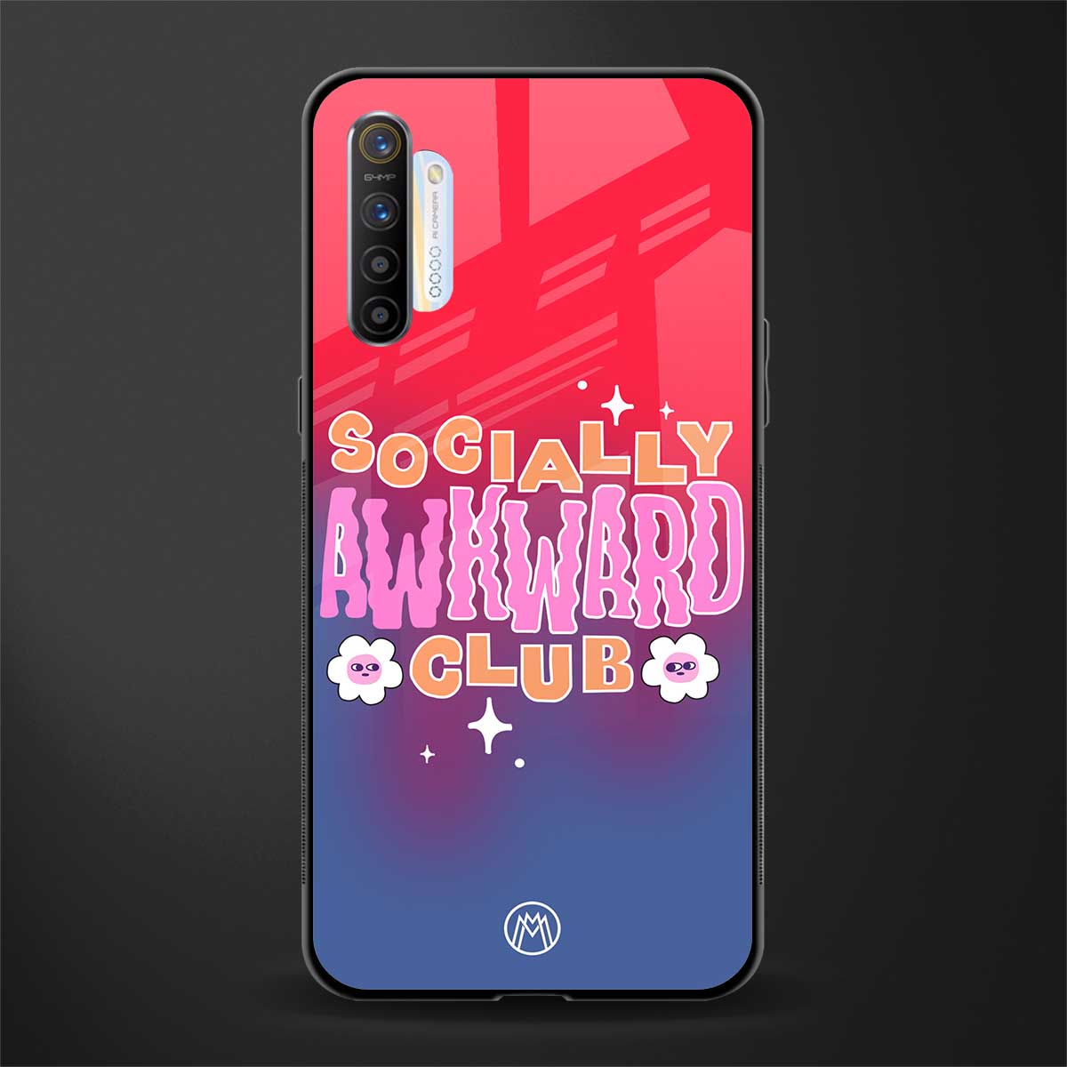 socially awkward club glass case for realme xt image