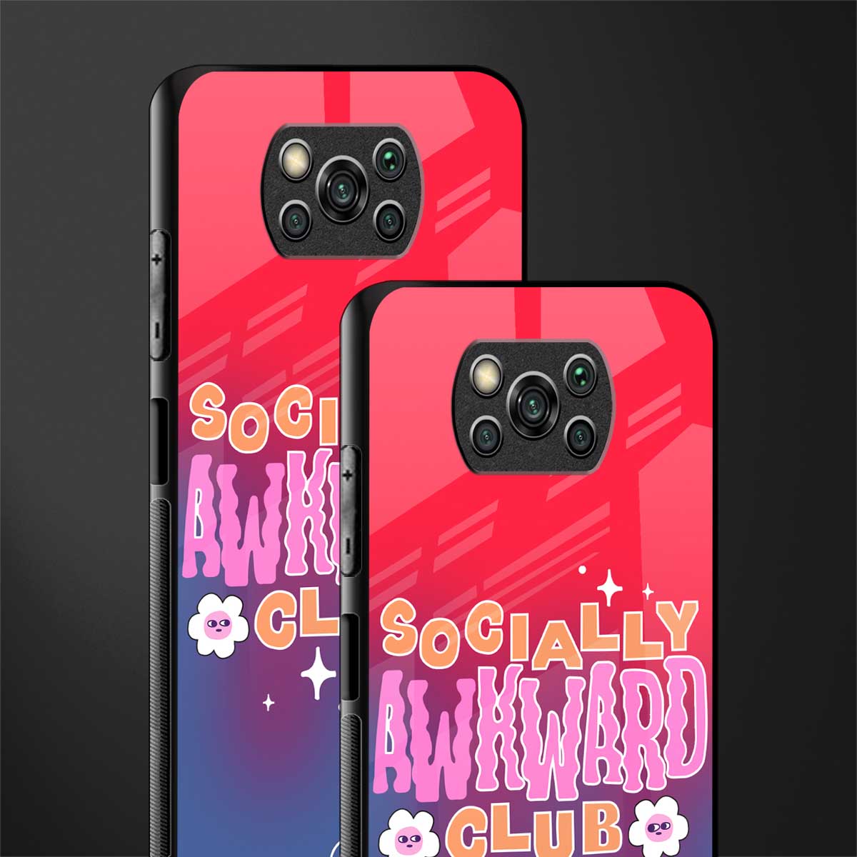 socially awkward club glass case for poco x3 image-2