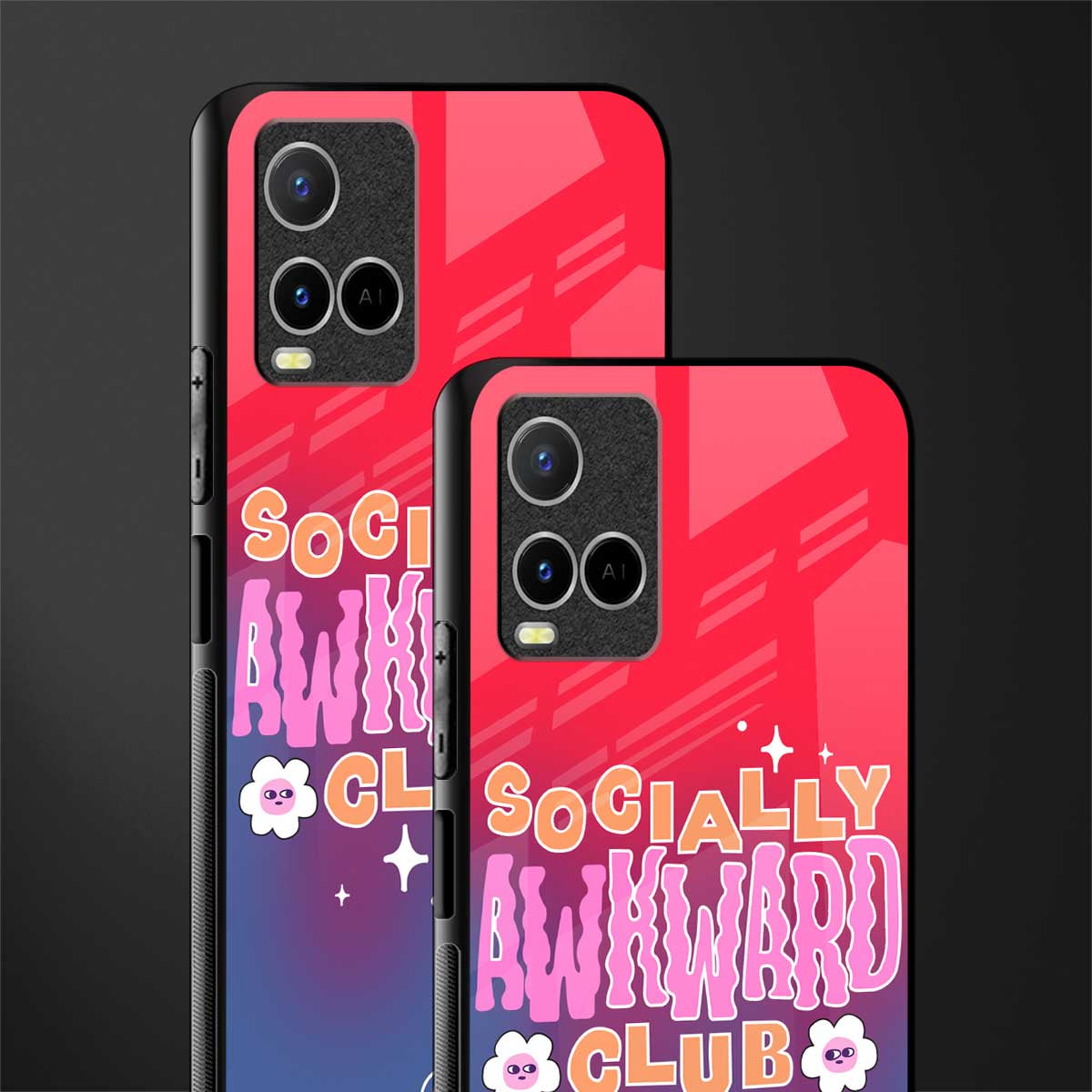 socially awkward club glass case for vivo y21s image-2