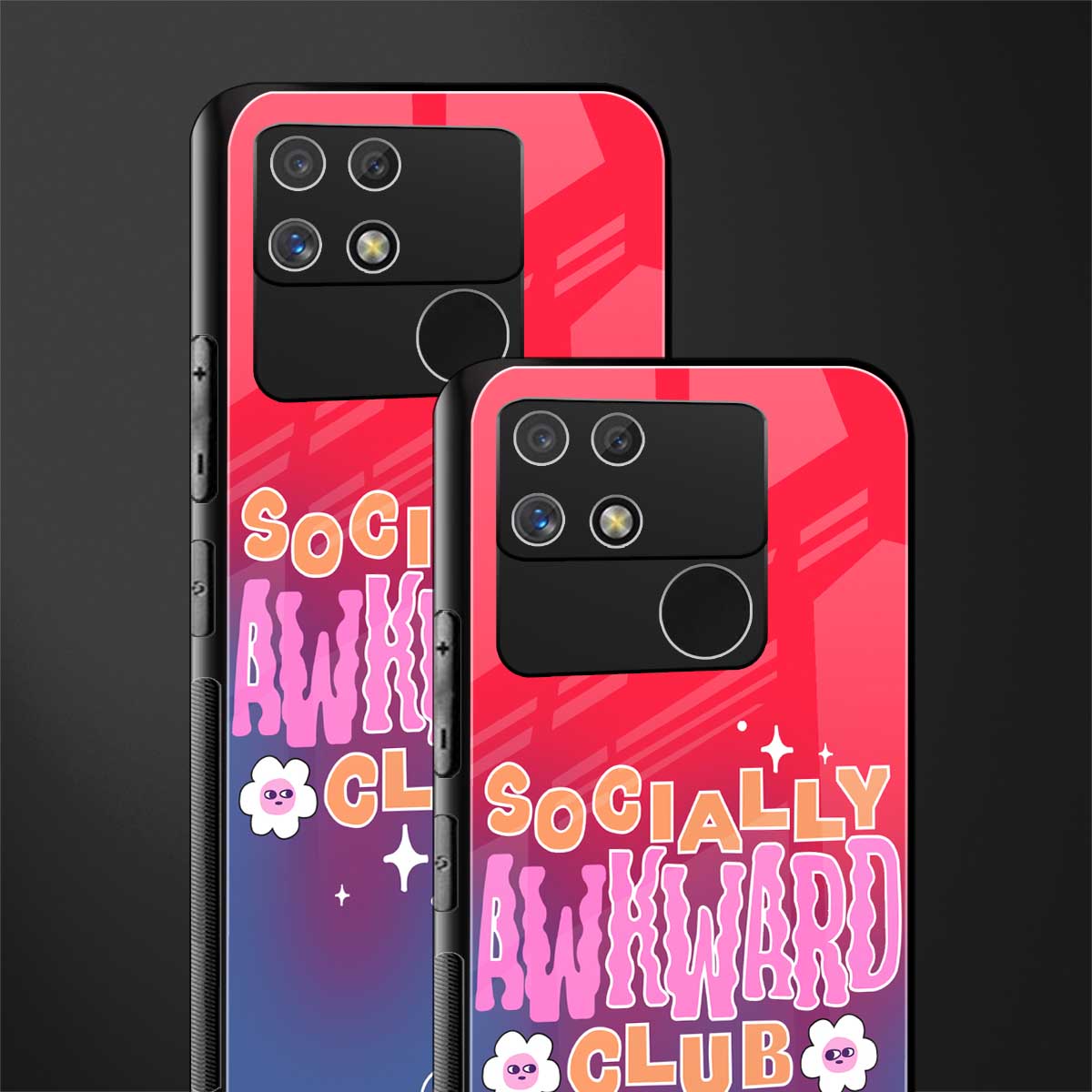 socially awkward club back phone cover | glass case for realme narzo 50a
