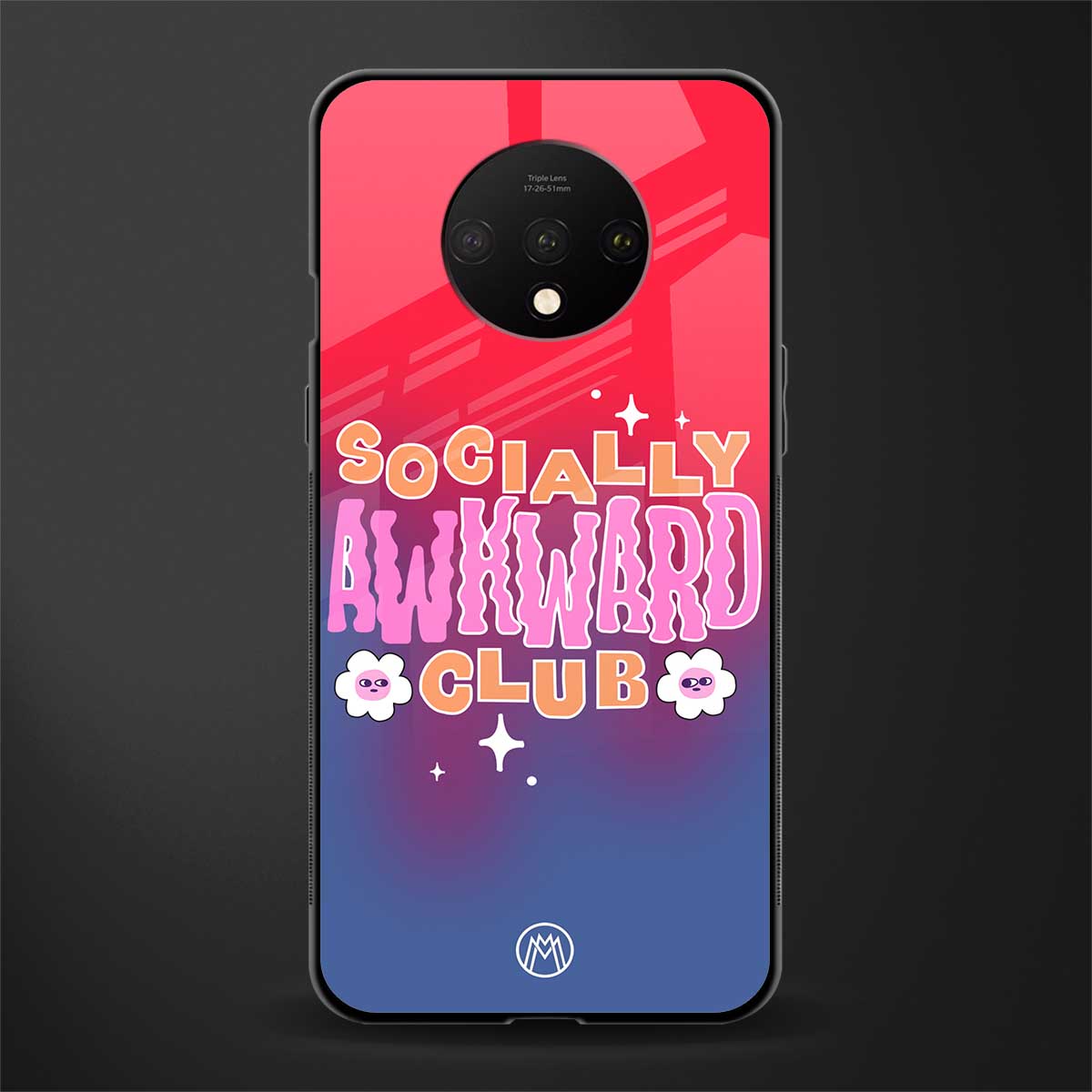 socially awkward club glass case for oneplus 7t image