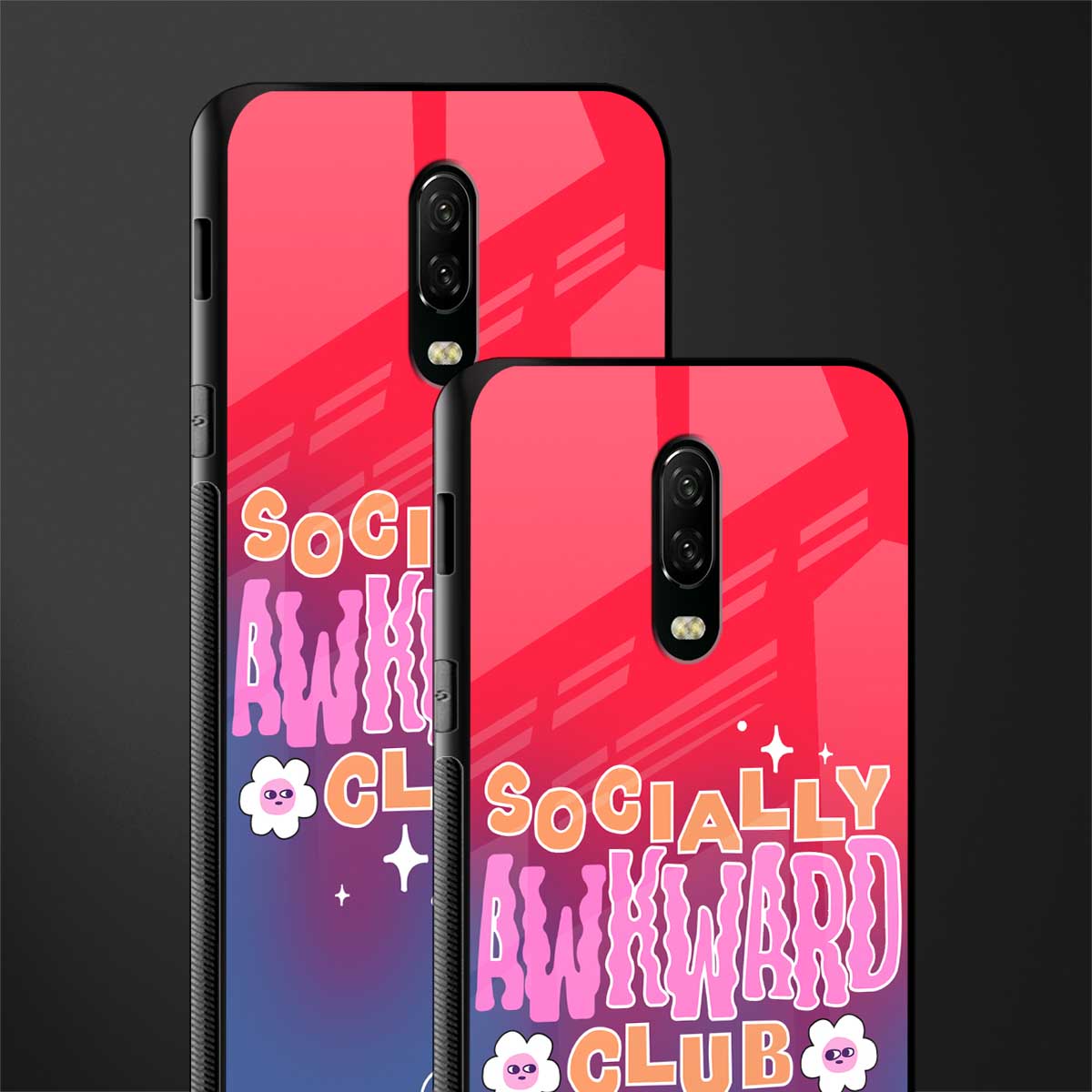socially awkward club glass case for oneplus 6t image-2