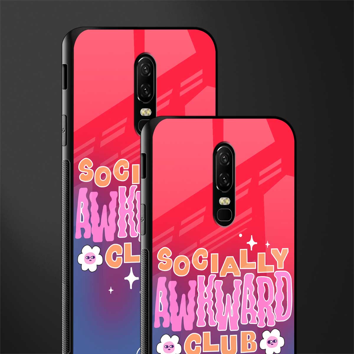 socially awkward club glass case for oneplus 6 image-2