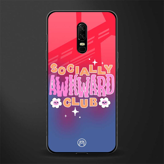 socially awkward club glass case for oneplus 6 image