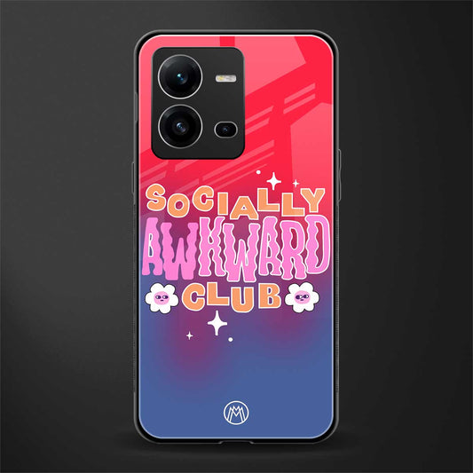 socially awkward club back phone cover | glass case for vivo v25-5g