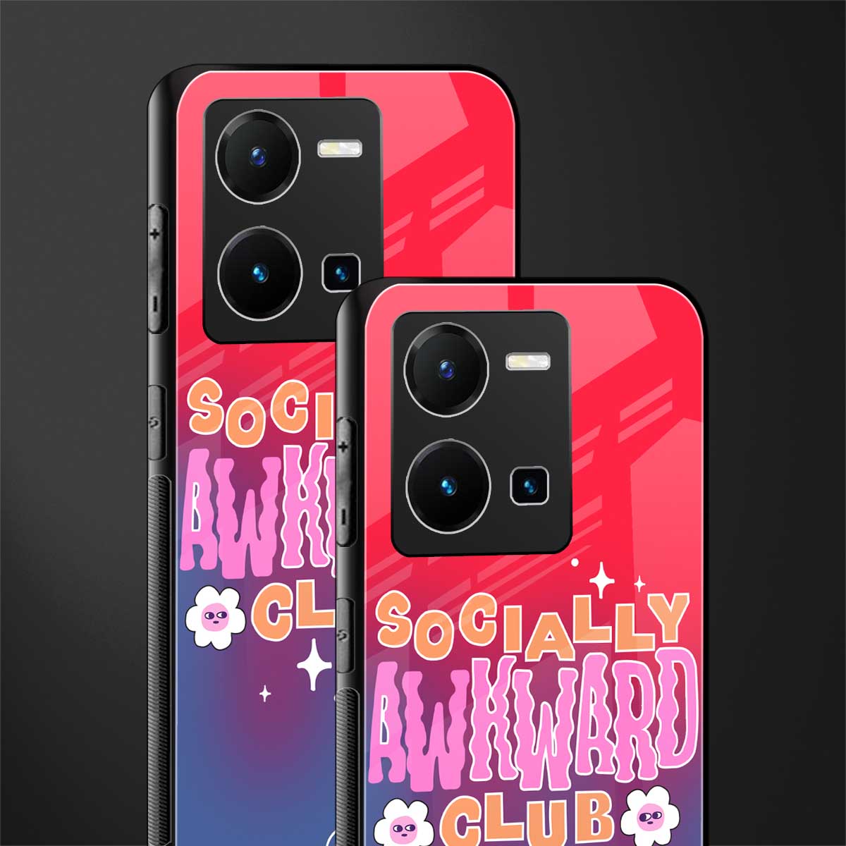 socially awkward club back phone cover | glass case for vivo y35 4g