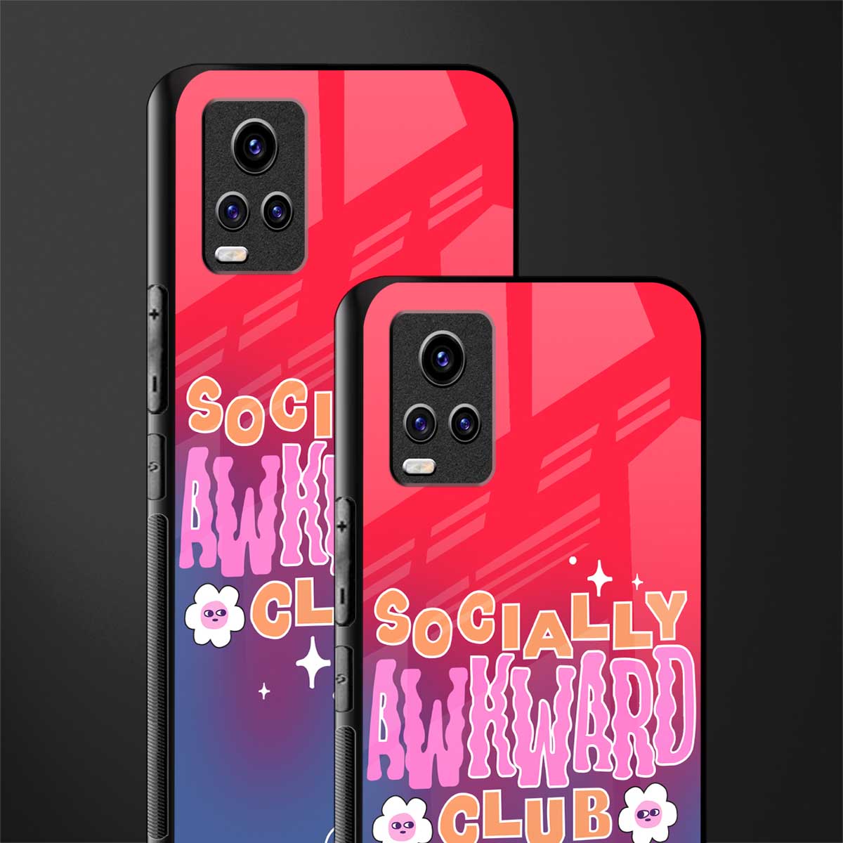 socially awkward club back phone cover | glass case for vivo v21e 4g