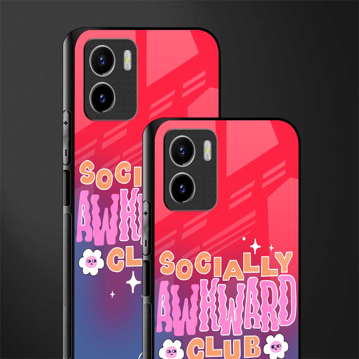 socially awkward club back phone cover | glass case for vivo y72