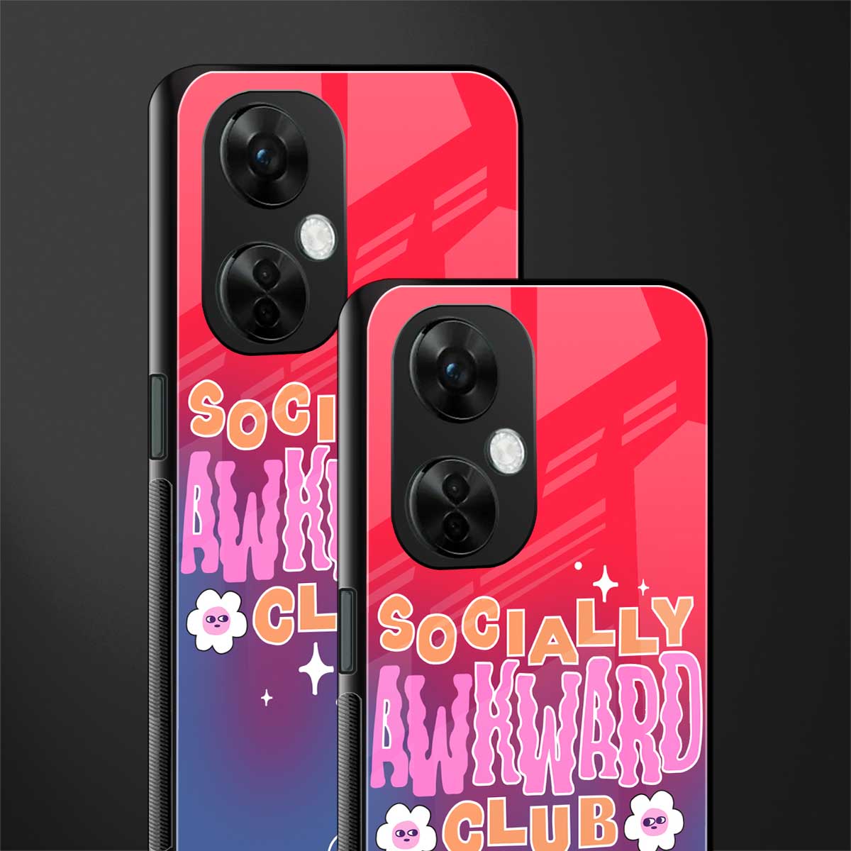 socially awkward club back phone cover | glass case for oneplus nord ce 3 lite