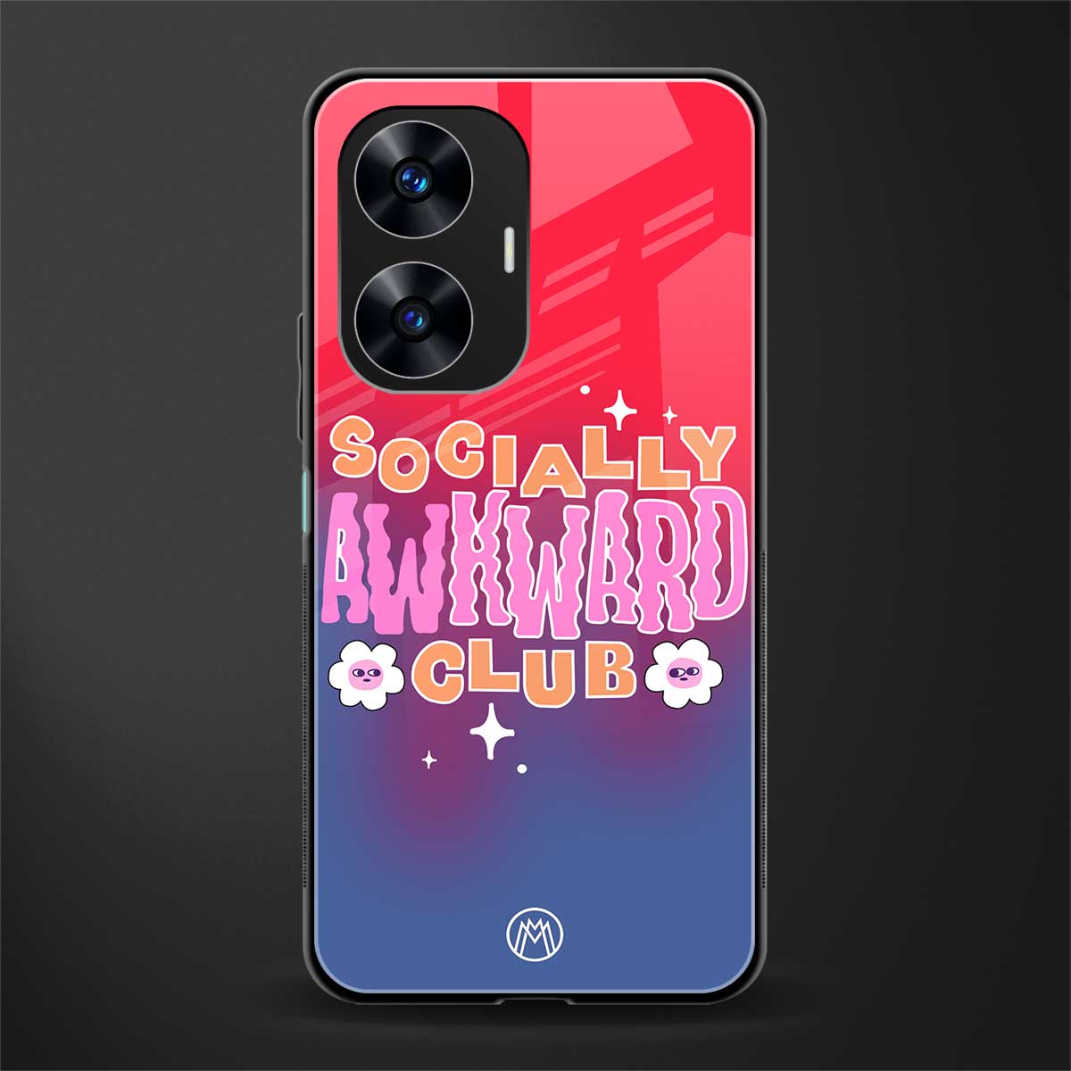 socially awkward club back phone cover | glass case for realme c55
