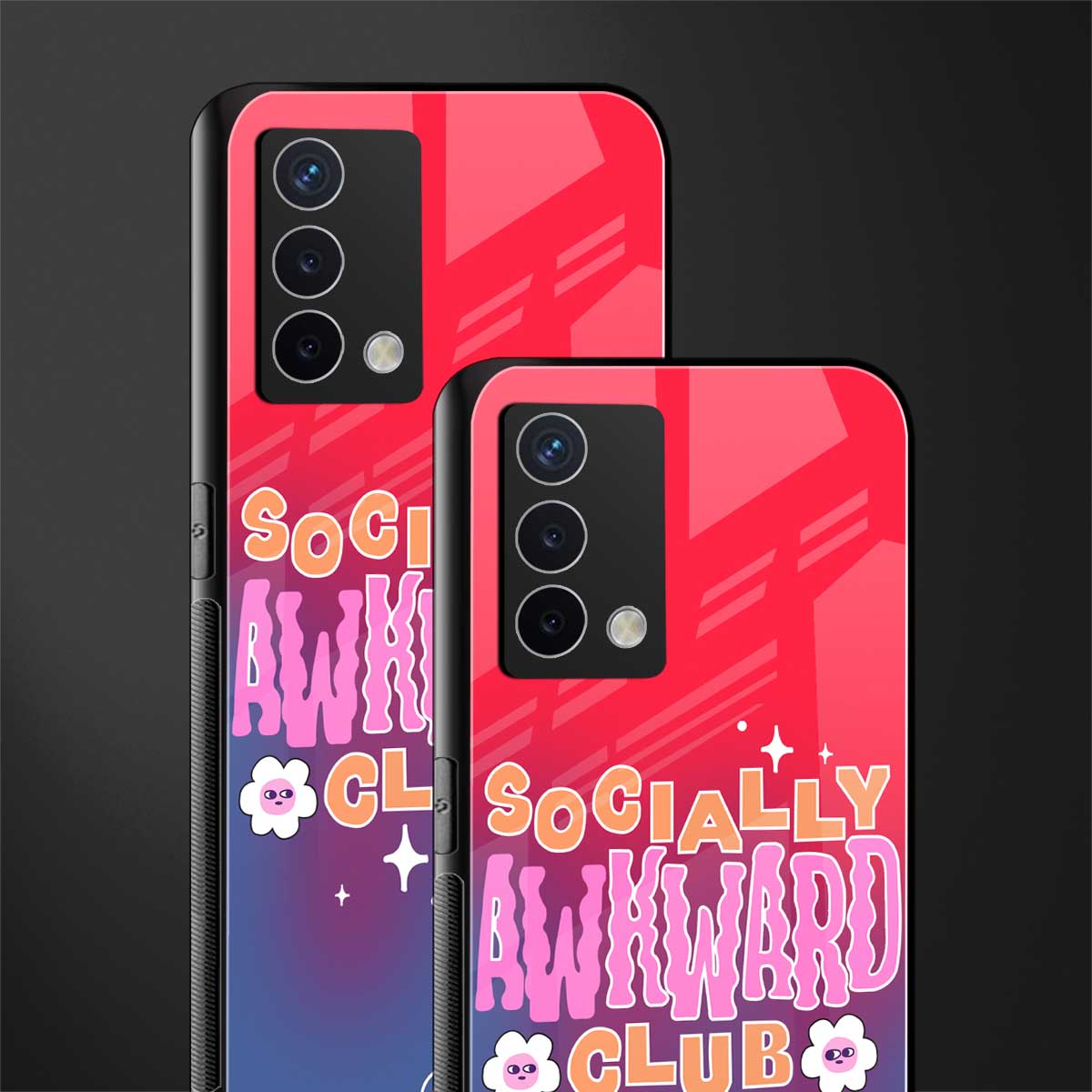 socially awkward club back phone cover | glass case for oppo a74 4g