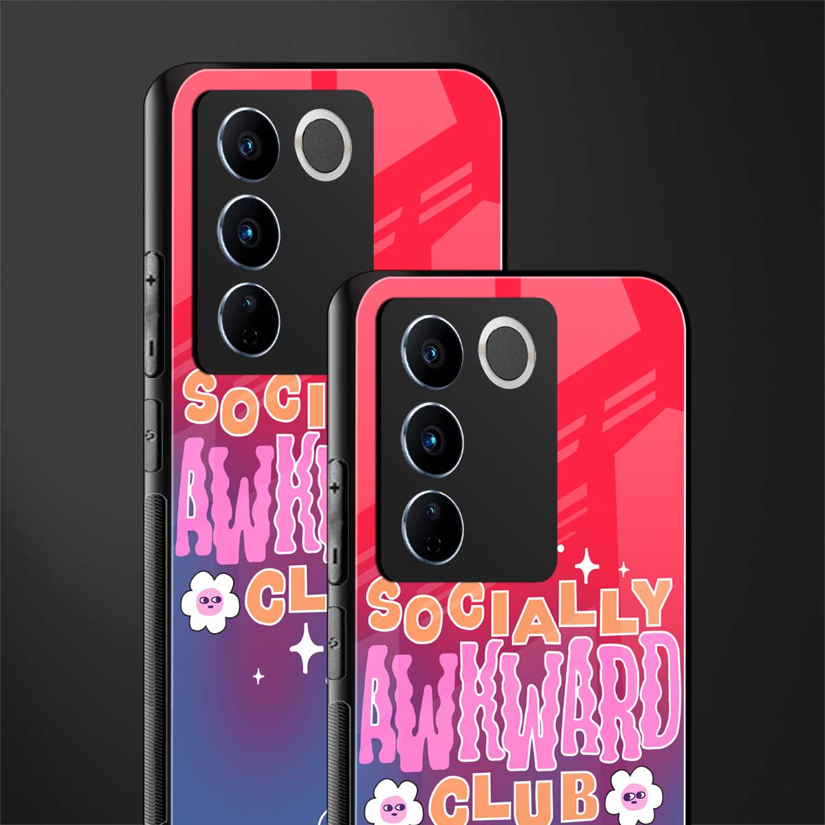 socially awkward club back phone cover | glass case for vivo v27 pro 5g