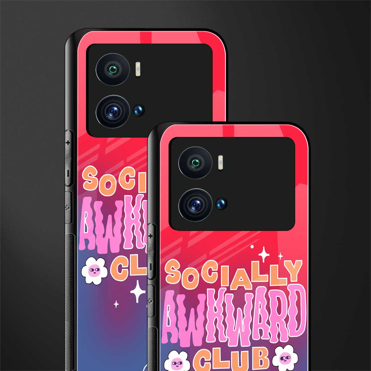 socially awkward club back phone cover | glass case for iQOO 9 Pro