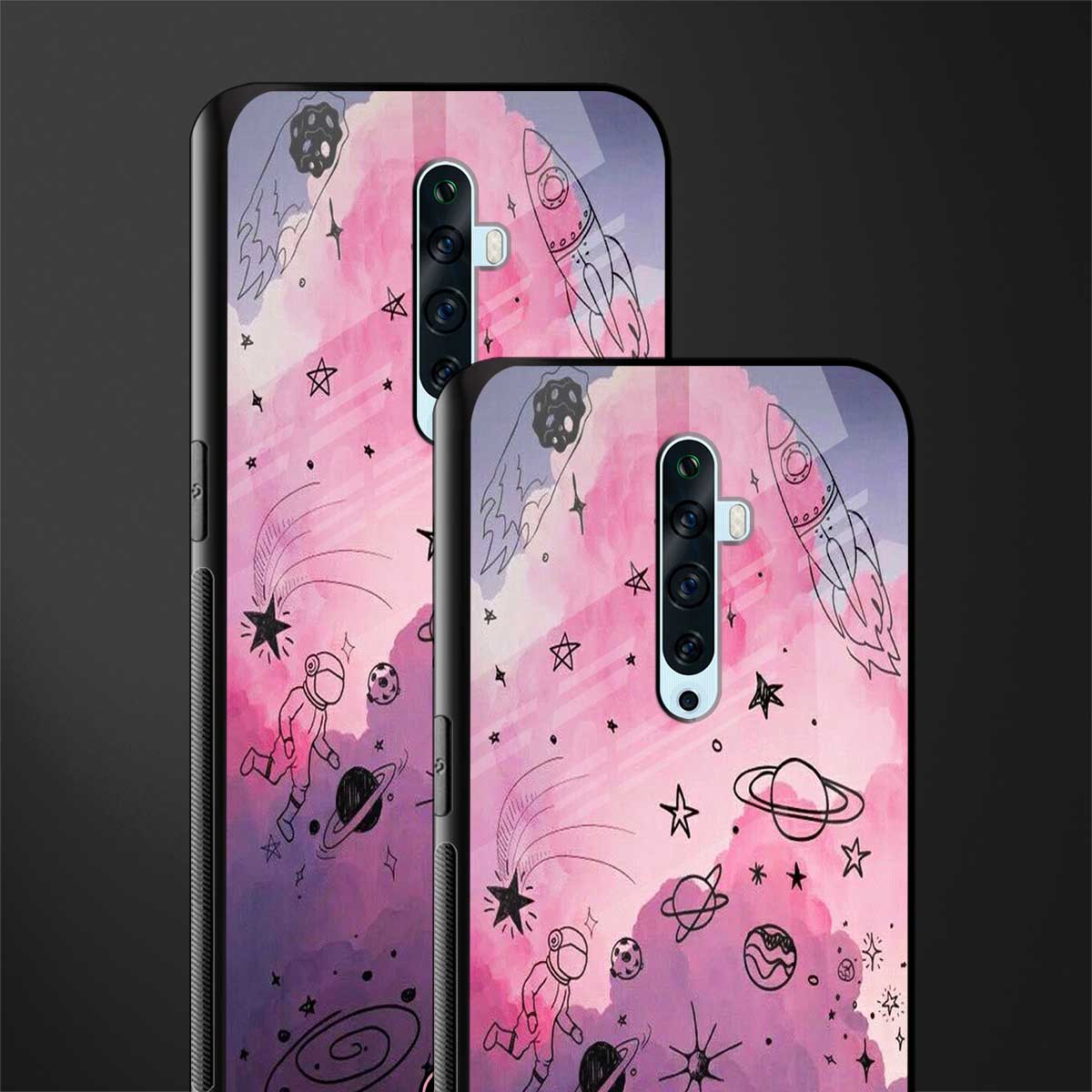 space pink aesthetic glass case for oppo reno 2z image-2