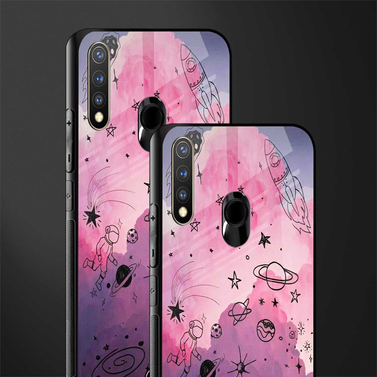 space pink aesthetic glass case for vivo u20 image-2