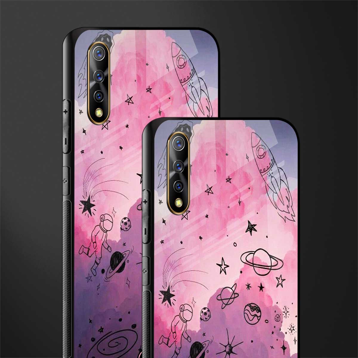 space pink aesthetic glass case for vivo z1x image-2