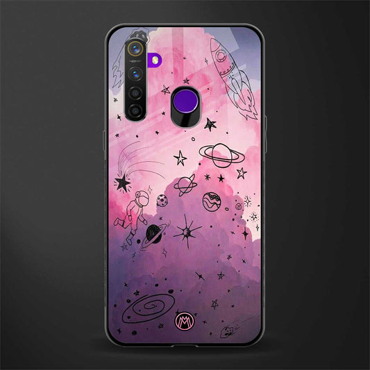 space pink aesthetic glass case for realme 5 pro image