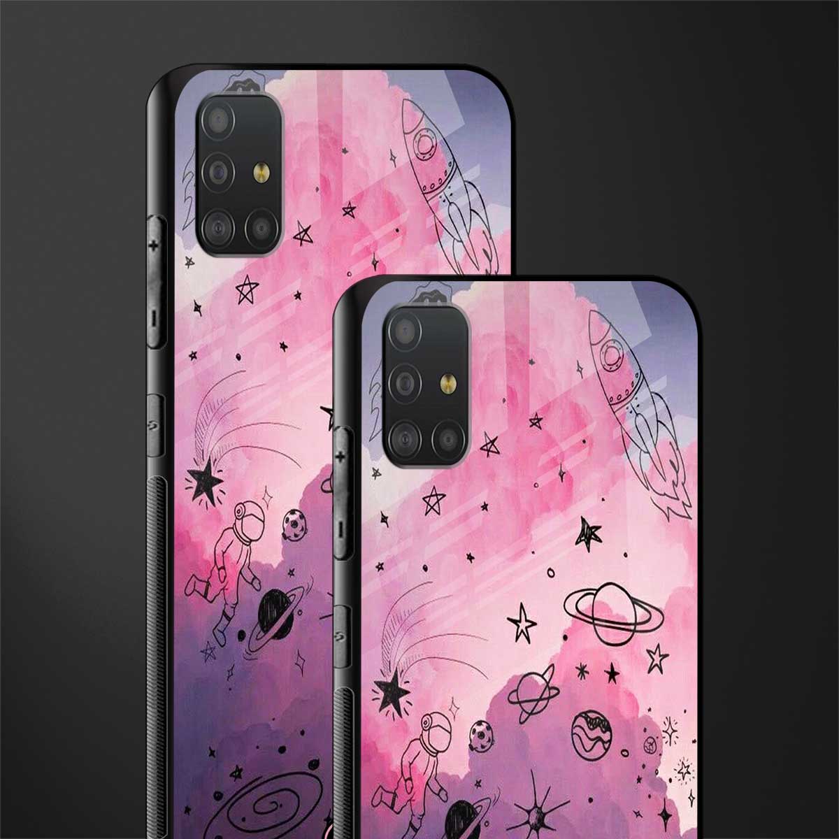 space pink aesthetic glass case for samsung galaxy a51 image-2