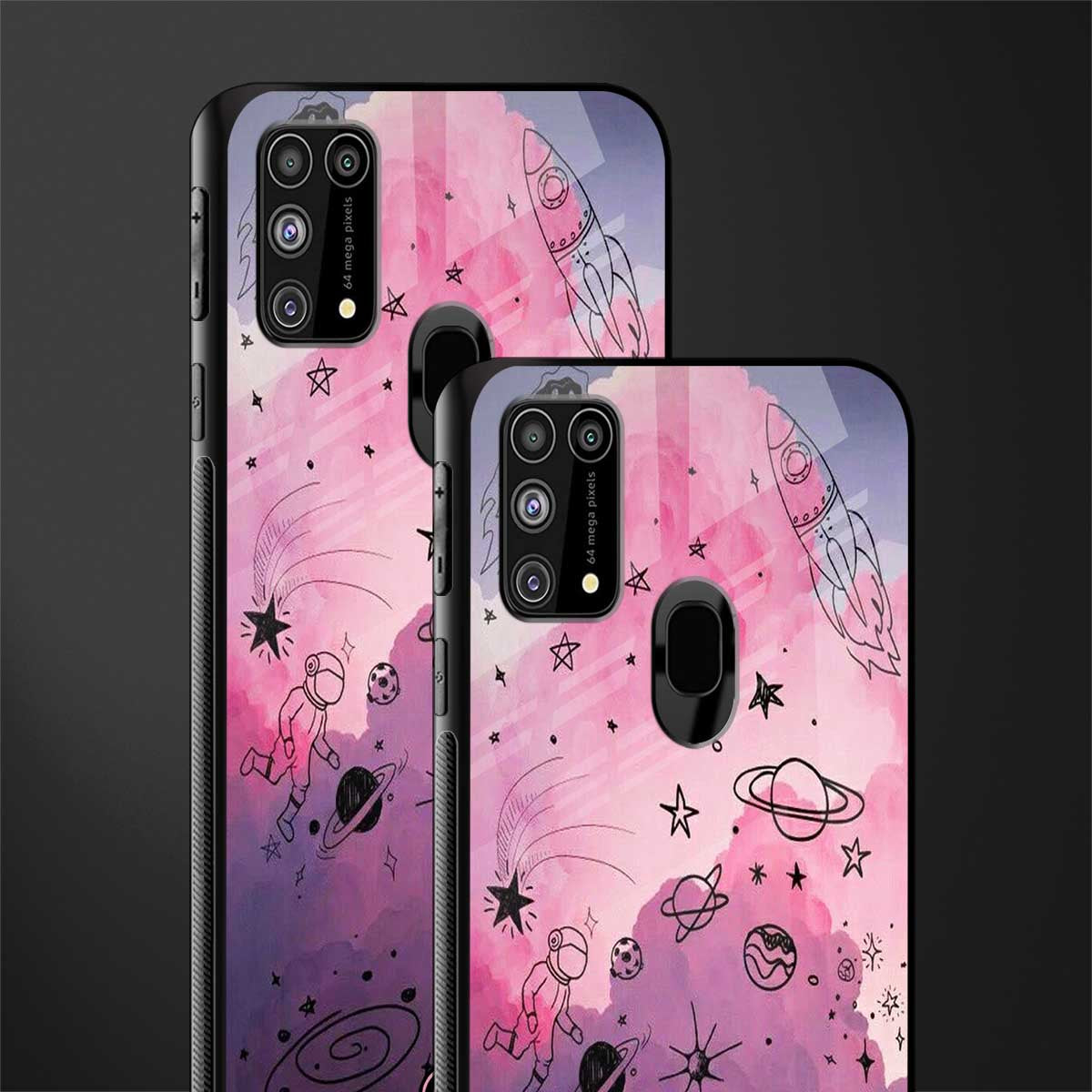 space pink aesthetic glass case for samsung galaxy m31 prime edition image-2