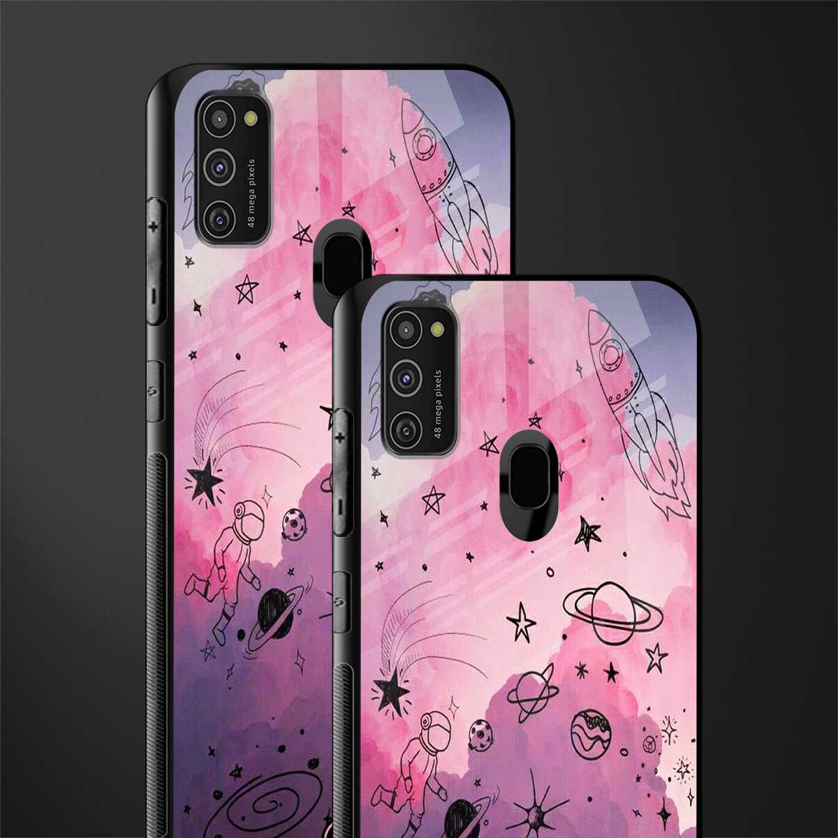space pink aesthetic glass case for samsung galaxy m21 image-2