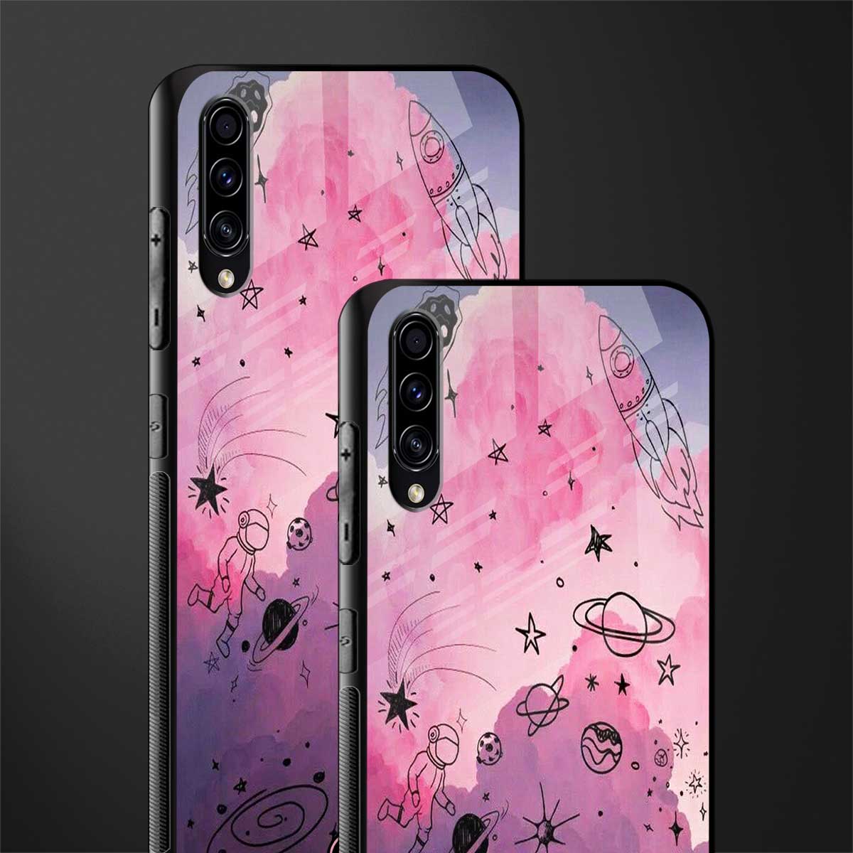 space pink aesthetic glass case for samsung galaxy a50 image-2