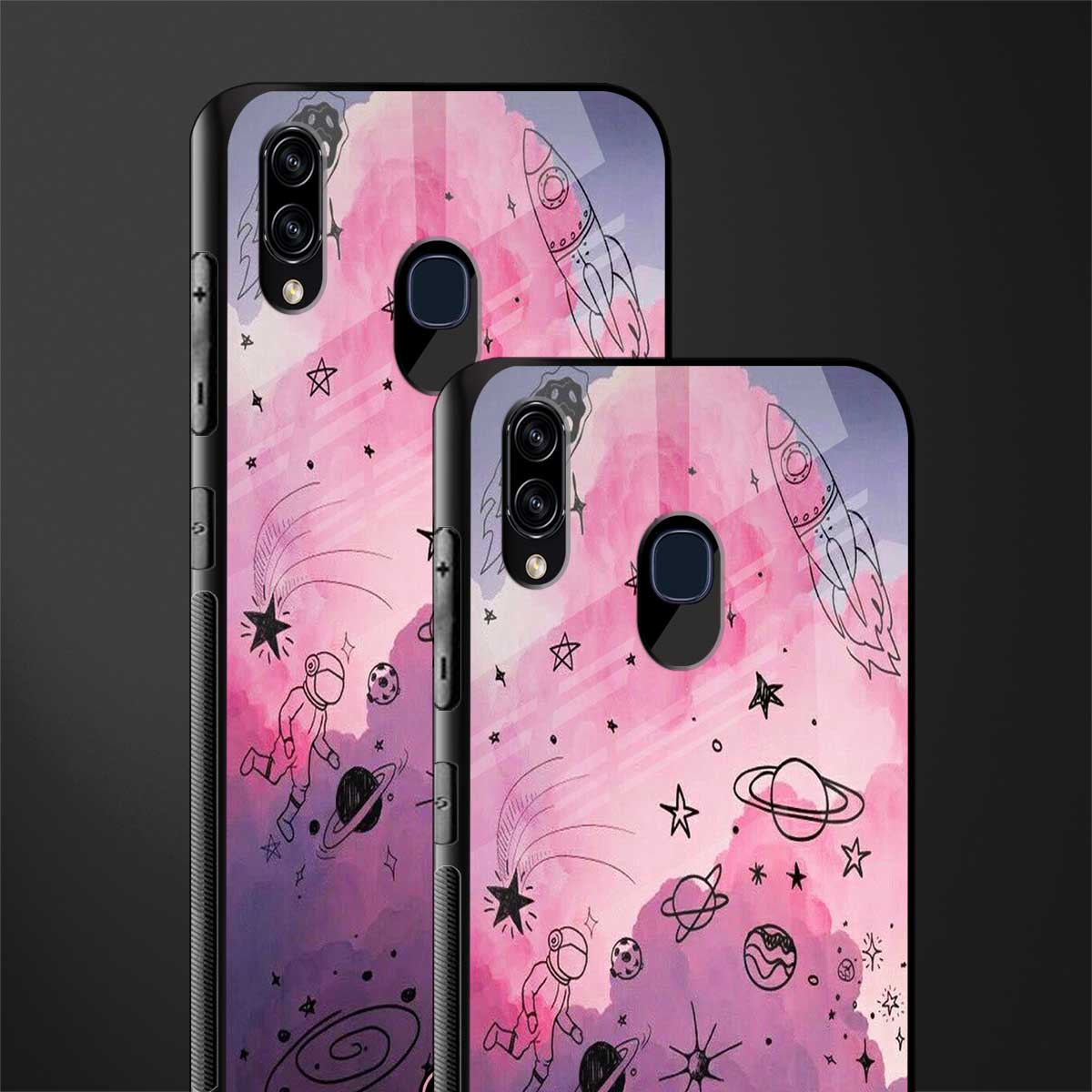 space pink aesthetic glass case for samsung galaxy a20 image-2