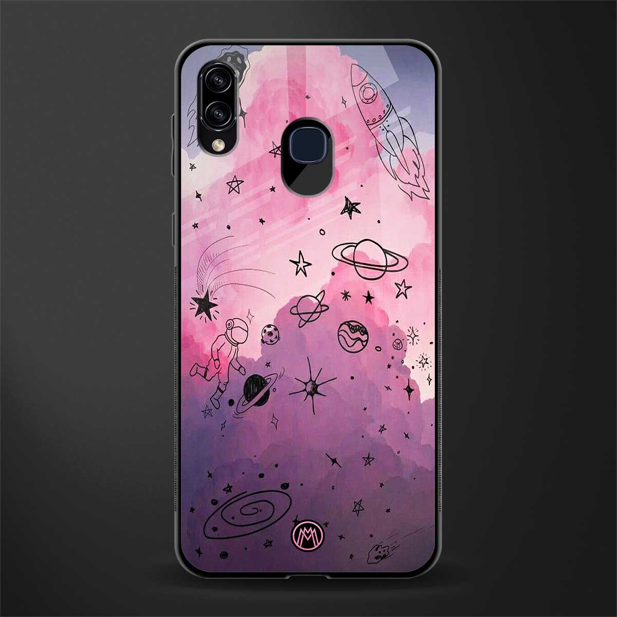 space pink aesthetic glass case for samsung galaxy a20 image