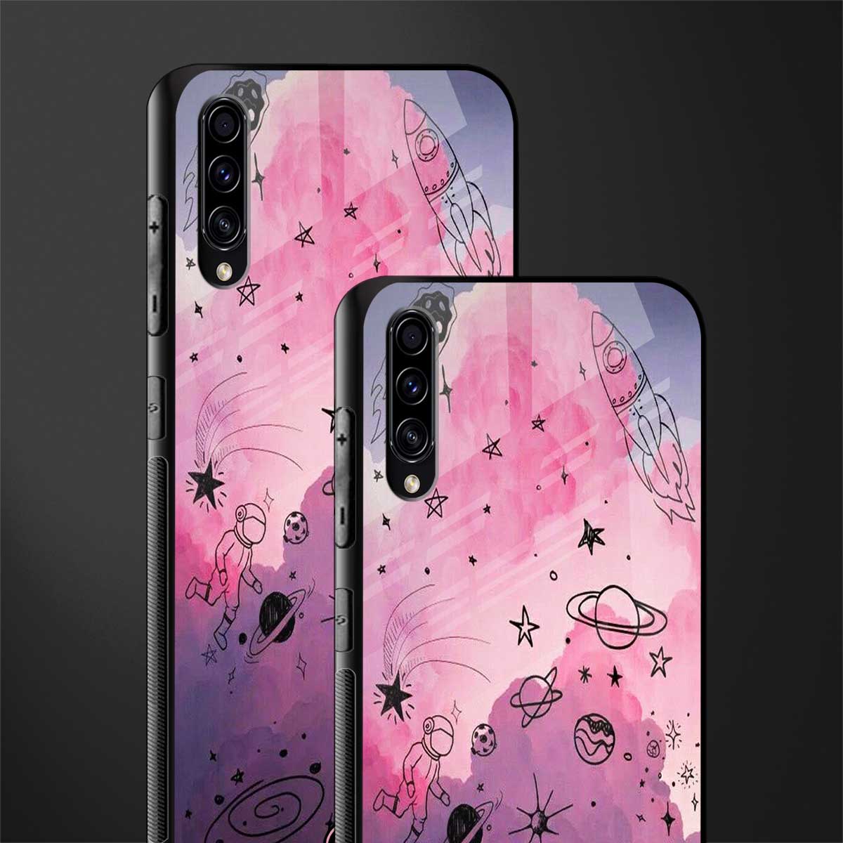 space pink aesthetic glass case for samsung galaxy a70 image-2